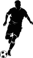 AI generated Silhouette soccer football player full body black color only vector
