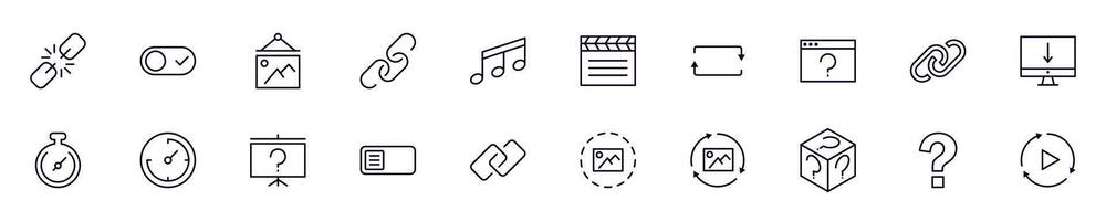 Essential signs for interface line icons pack. Simple outline sign and editable stroke for web sites, articles, books, apps vector