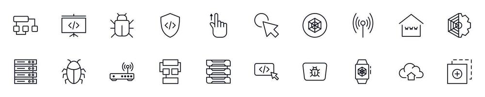 Web and internet linear symbols bundleCollection for web sites, newspapers, apps, infographics vector
