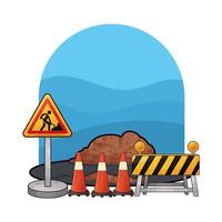illustration of traffic cone in construction work vector