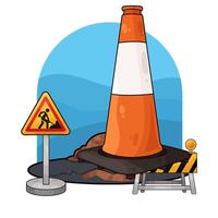 a traffic cone in a construction area vector