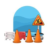 traffic cones in constructions area vector