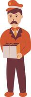 Postman Character Isolated on White Background. Illustration with Cartoon Style. vector