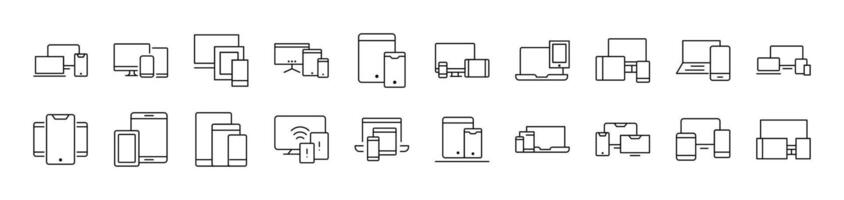 Simple Linear Icon of Computer, Laptop, Tablet. Editable Stroke. Minimalistic Linear Pictogram for Design of Cards, Apps, Banners, Posts vector
