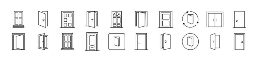 Door Pack of Thin Icons. Editable Stroke. Suitable for Web Sites, Books, Cards, Apps vector