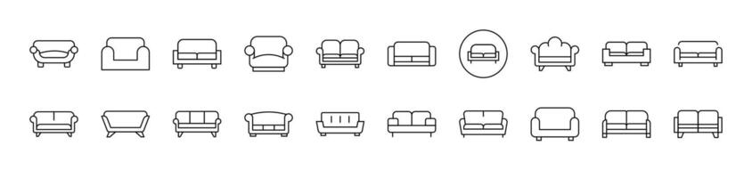 Collection of Sofa Thin Icons. Editable Stroke. Suitable for Web Sites, Books, Cards, Apps vector