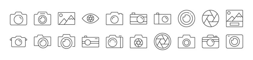 Photo Camera and Image Simple Icon Collection. Editable Stroke. Perfect for Infographics, Articles, Books, Flyers, Banners vector