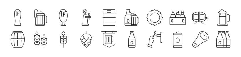 Beer Drink Outline Icon Collection. Editable Stroke. Perfect for Infographics, Articles, Books, Flyers, Banners vector