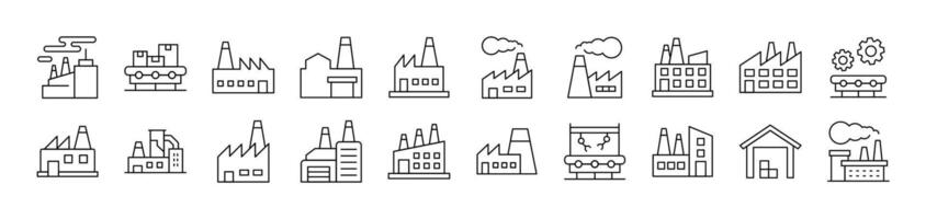 Factory and Manufacture Drawn with Thin Line for apps, web sites, banners, infographics and other types of design vector