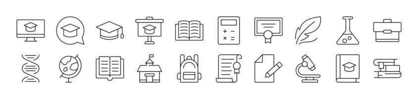 Collections of Outline Symbols of Briefcase, Microscope, Books Drawn with Thin Line for apps, web sites, banners, infographics and other types of design vector