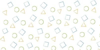 triangle, circle, square shapes with dry brush, design elements in doodle style. vector