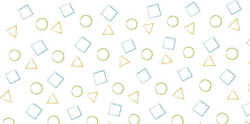 triangle, circle, square shapes with dry brush, design elements in doodle style.