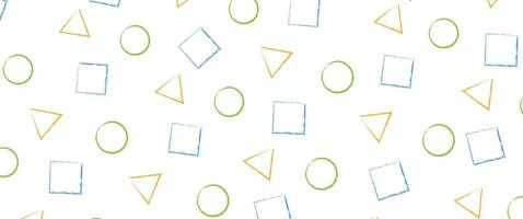 triangle, circle, square shapes with dry brush, design elements in style. vector