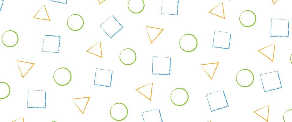 triangle, circle, square shapes with dry brush, design elements in style.