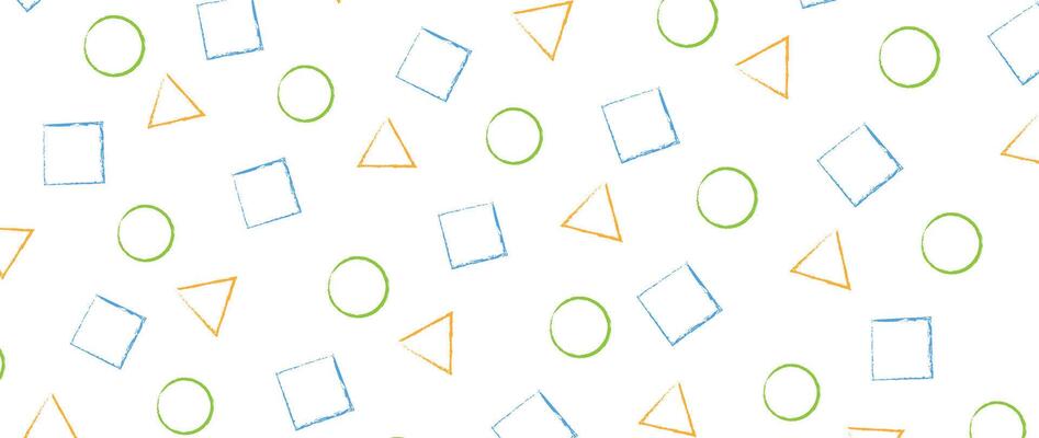 style. triangle, circle, square shapes with dry brush, design elements in doodle.