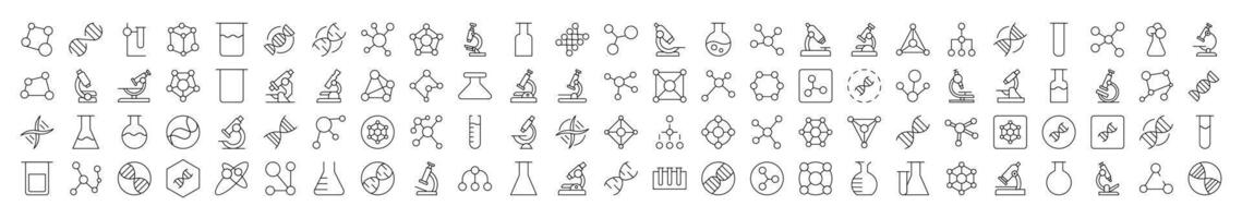 Chemistry Thin Line Icon Set. Editable Stroke. Suitable for Banners, Cards, Social Networks, Apps vector