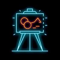 Neon flip chart showing business presentation with graph and diagram vector