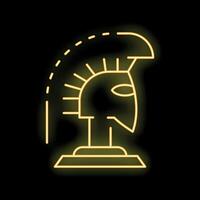 Neon sign representing a greek helmet displayed on a pedestal vector
