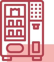 A vending machine icon in red and white vector