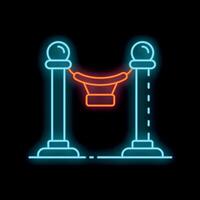 Neon icon of a rope barrier glowing on a black background vector