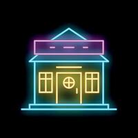 Neon sign representing a shop with empty signboard at night vector