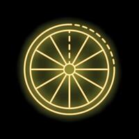 Neon sign depicting a rotating wheel of fortune glowing on a black background vector