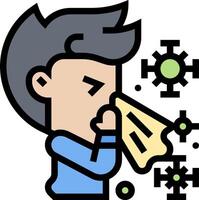 A cartoon man blowing his nose with a tissue vector