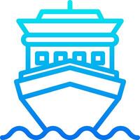 A blue line icon of a ship vector