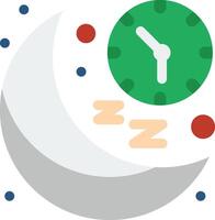 A clock and a crescent moon with dots around it vector