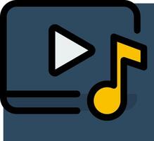 A music player with a note and a play button vector