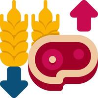An icon of meat and wheat with arrows pointing up vector