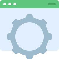A gear wheel and a green button on a white background vector