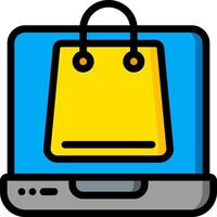 Shopping bag icon on laptop computer vector