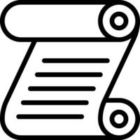 A black and white icon of a scroll vector