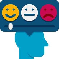 A person's head with three emoticons on it vector