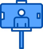 A blue icon of a person standing on a podium vector