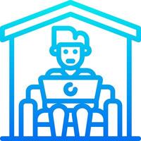 A man sitting in a chair with a laptop on his lap vector