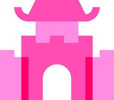 A pink castle with a tower and a door vector