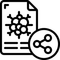 A black and white icon of a document with a circle and a circle vector