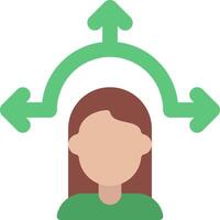 A woman with arrows pointing to her head vector
