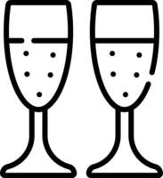 Two glasses of champagne with bubbles on the sides vector