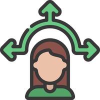 A woman with arrows pointing to her head vector