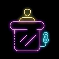 Neon sign depicting a businessman speaking at a podium with a microphone vector