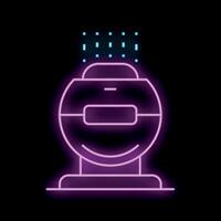 Neon icon of a person experiencing virtual reality simulation vector