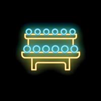Neon sign of a weight training bench with dumbbells for fitness and bodybuilding vector
