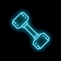 Blue neon dumbbell is glowing on a black background vector