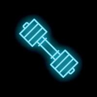 Neon dumbbell shining on black background vector