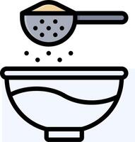 A bowl with a spoon and a measuring cup vector