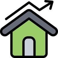 A house with an arrow going up and a green and gray house vector