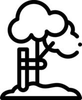 A black and white illustration of a tree and cloud vector